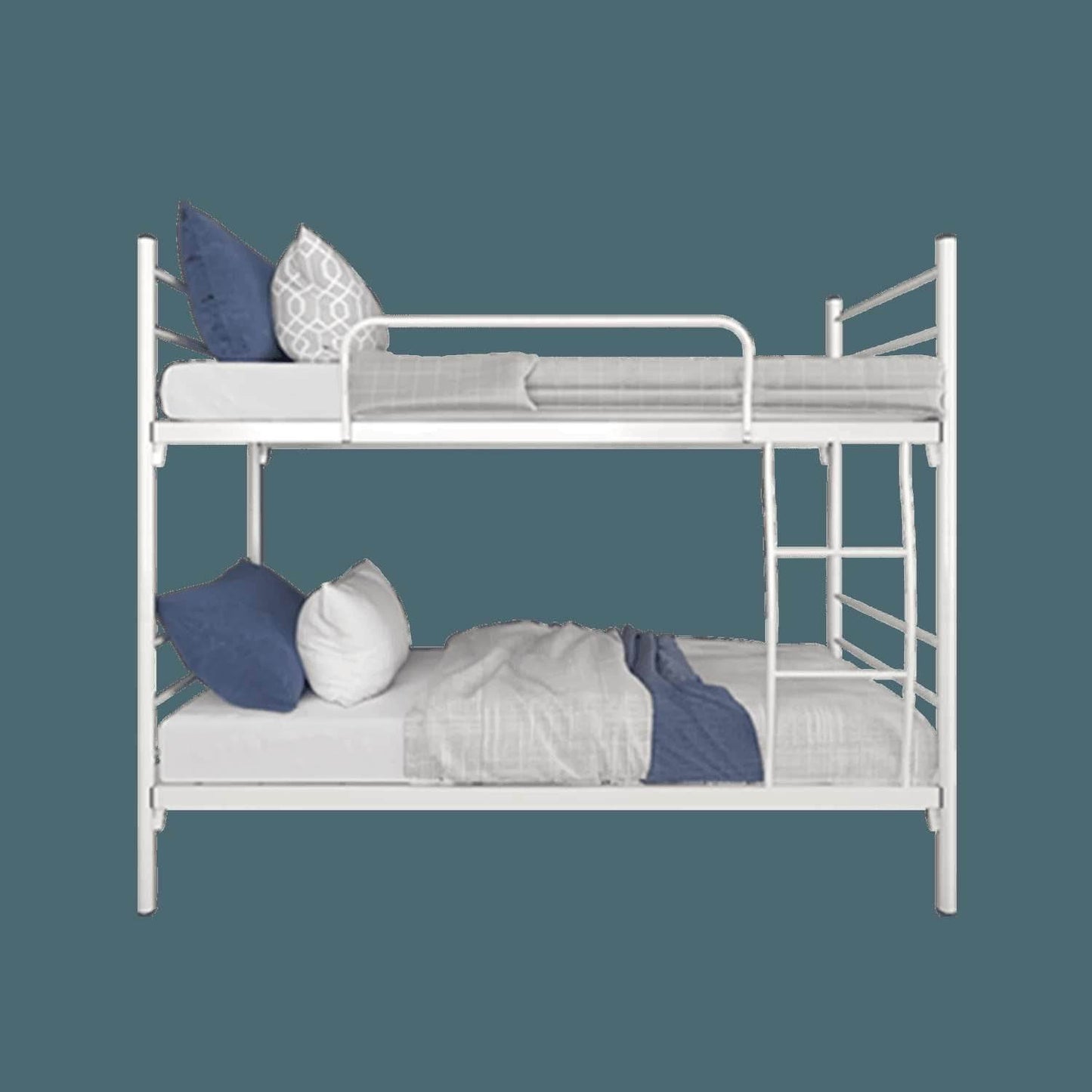 6.4FT Double Decker Single Metal Bed Frame / White Colour - Thebrands