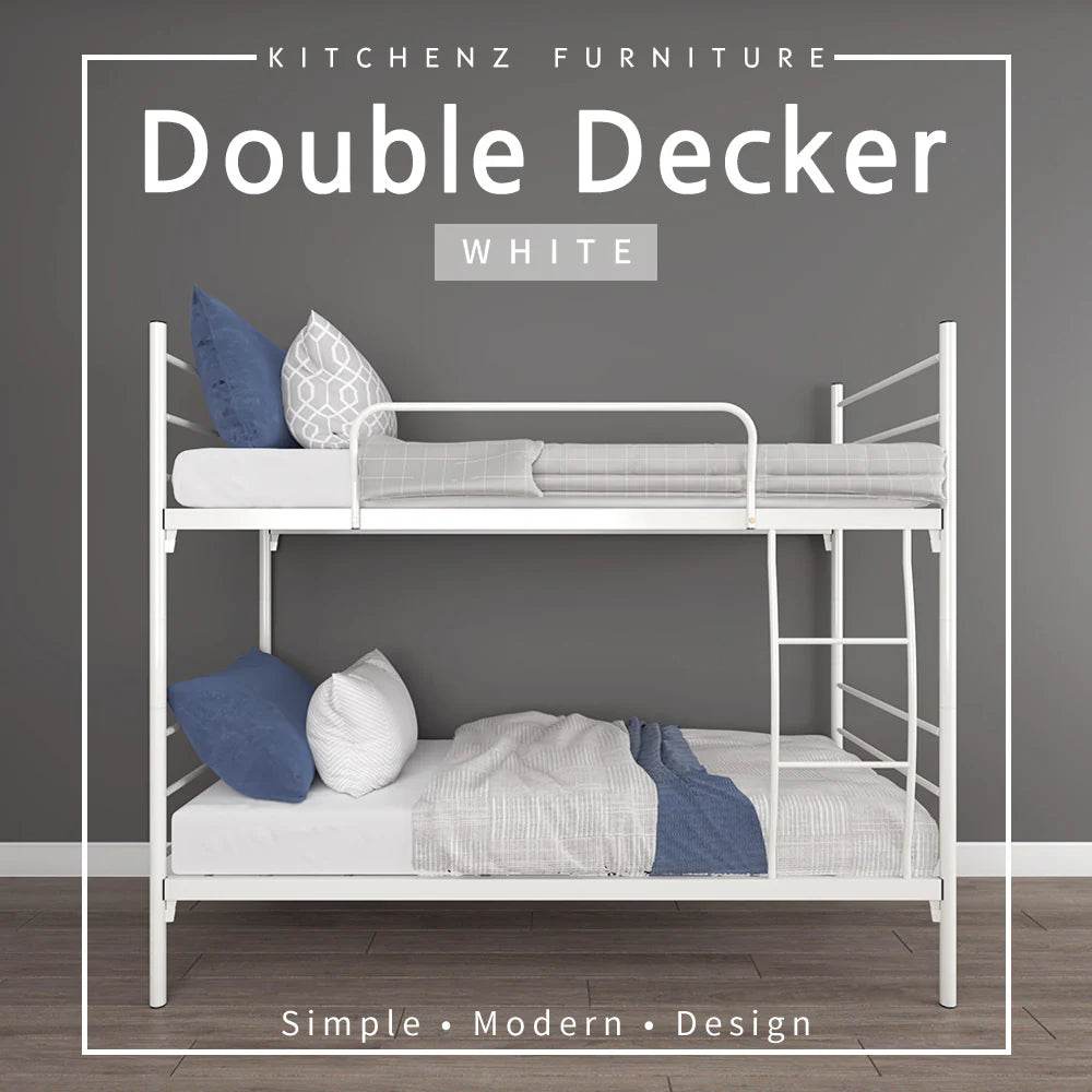 6.4FT Double Decker Single Metal Bed Frame / White Colour - Thebrands