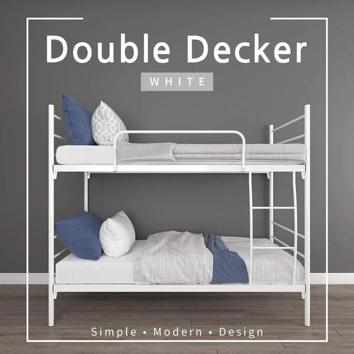 6.4FT Double Decker Single Metal Bed Frame / White Colour