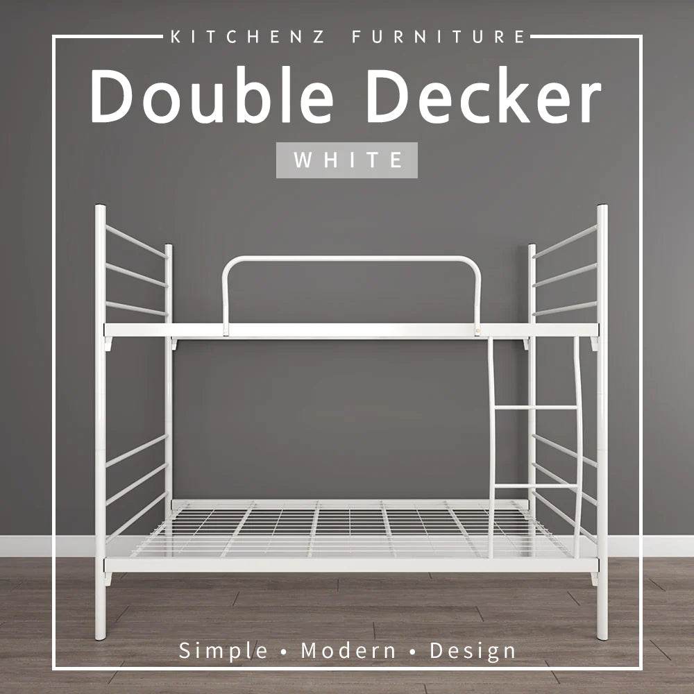 6.4FT Double Decker Single Metal Bed Frame / White Colour - Thebrands