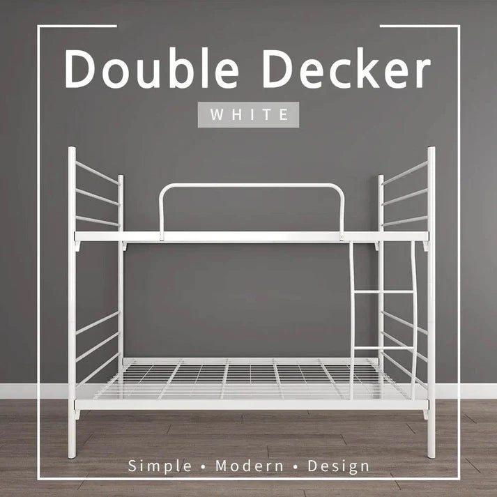 6.4FT Double Decker Single Metal Bed Frame / White Colour