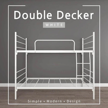 6.4FT Double Decker Single Metal Bed Frame / White Colour