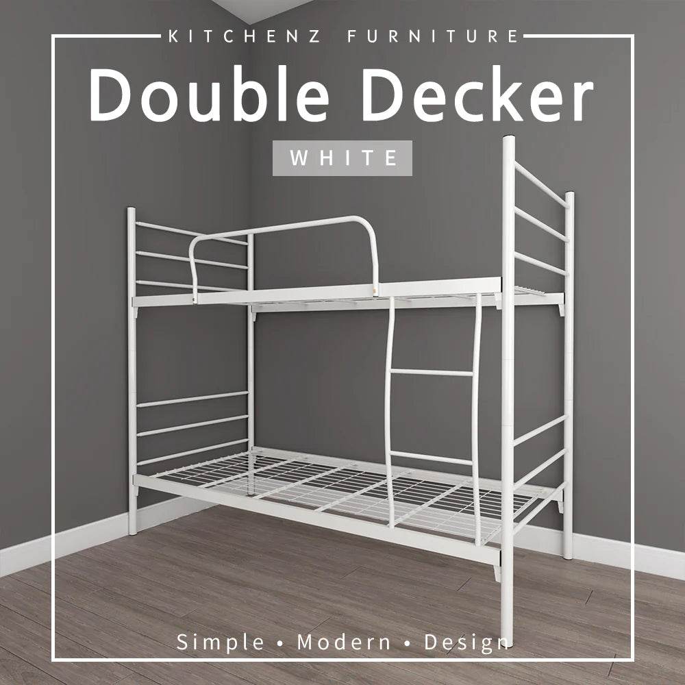6.4FT Double Decker Single Metal Bed Frame / White Colour - Thebrands