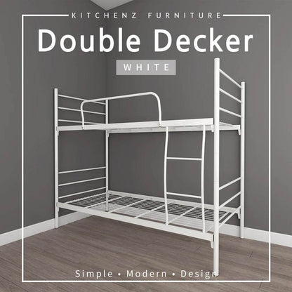 6.4FT Double Decker Single Metal Bed Frame / White Colour - Thebrands