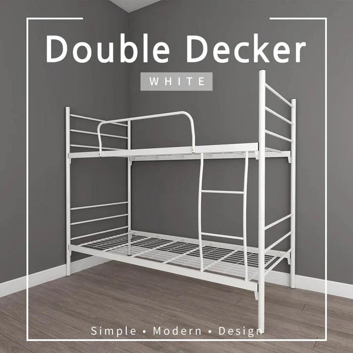 6.4FT Double Decker Single Metal Bed Frame / White Colour