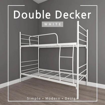 6.4FT Double Decker Single Metal Bed Frame / White Colour