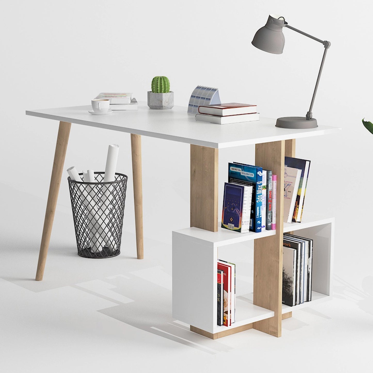 Lagomood side study desk, white oak 120 cm (LG4-140) / made in eu