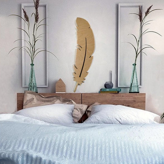 Illuminated Led Wall Board, Feather, Wood (GO4-131)