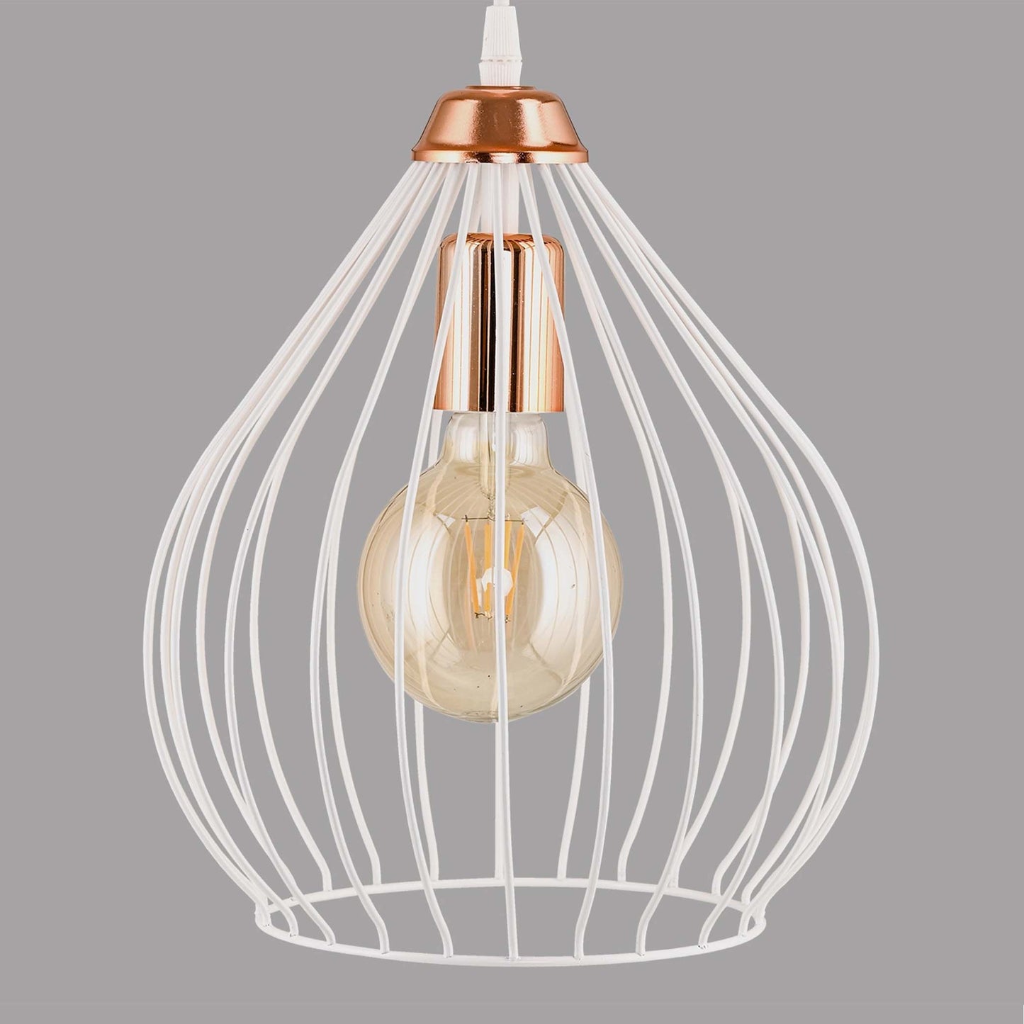 Single Pear Pendant Lamp White Gold DE6-132
