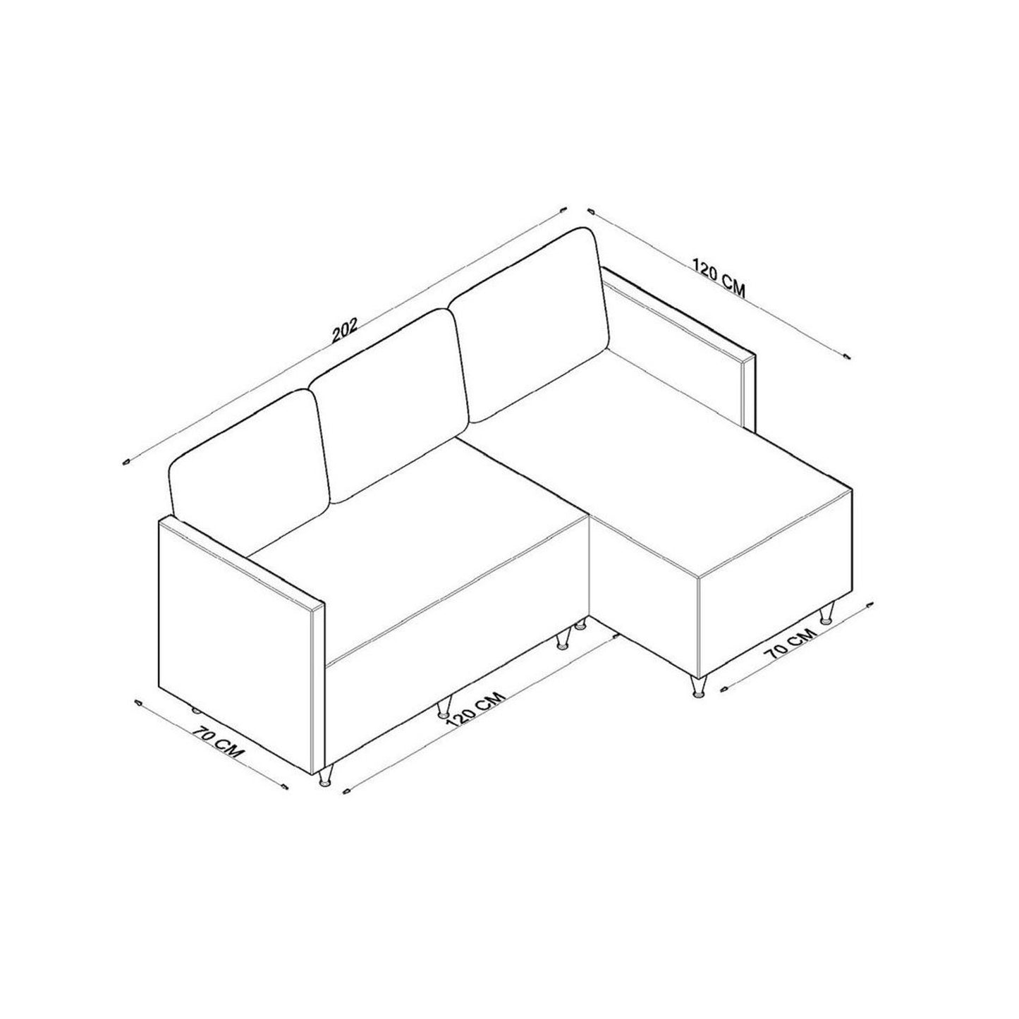 Aybuke Corner Sofa, Blue (EV4-1313)