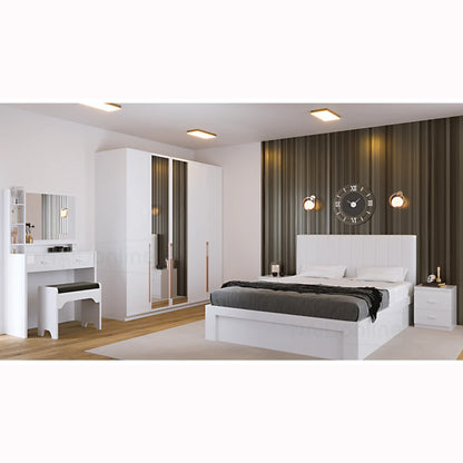 Queen Bedroom Set 4PC (with Storage Bed) Lacquer White