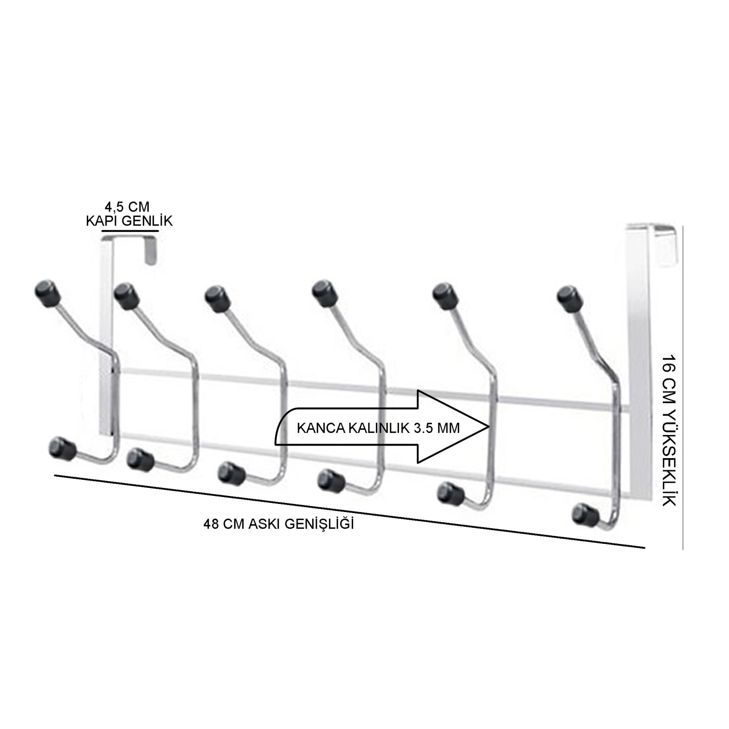 Behind Door Hanger Rack, 12 Pin Chrome (AV4-178)