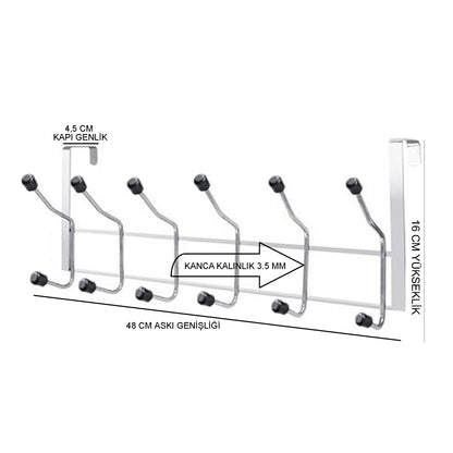Behind Door Hanger Rack, 12 Pin Chrome (AV4-178)