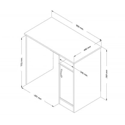 Study Desk, 90 CM, White (DU3-481) 90CM / Made in Eu