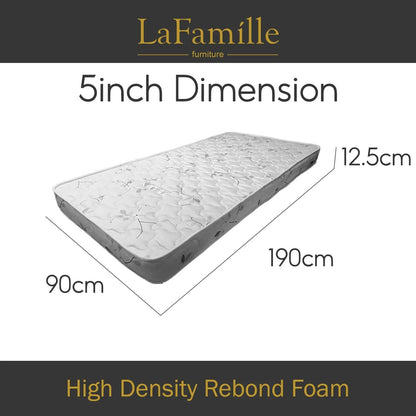 3FT Single Size Foam Mattress 3x5Inch (L190cm x W90cm x H12.5cm) - Thebrands
