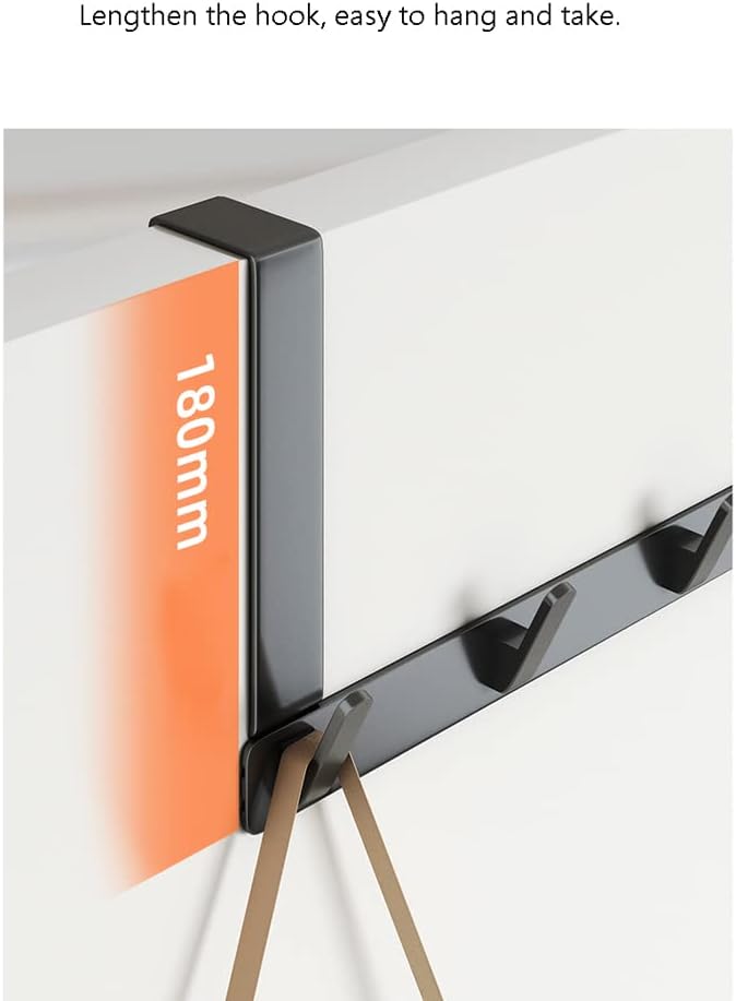 GCGJ Aluminum Door Rear Hook 5 Hooks - Black