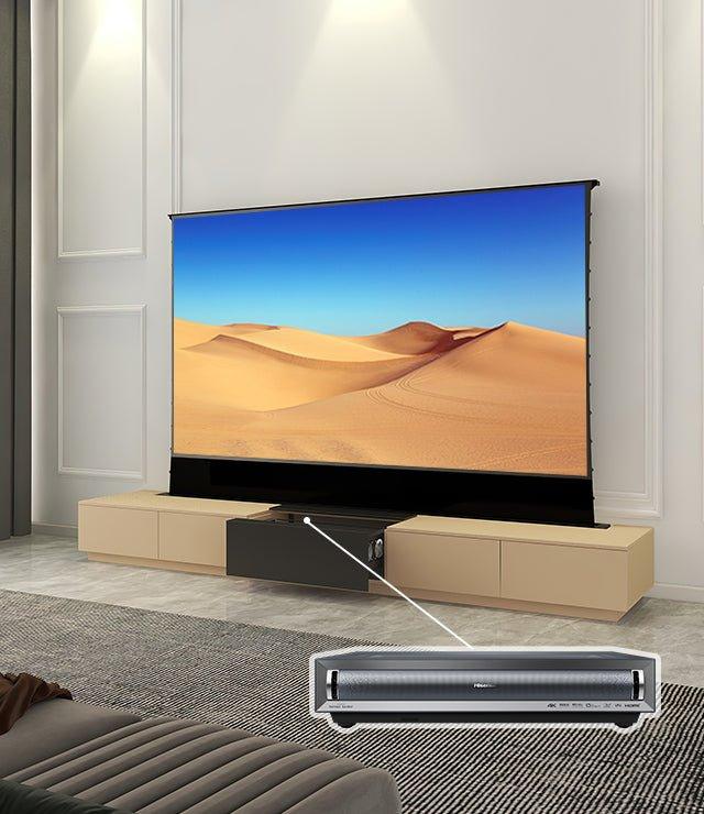 VIVIDSTORM Bundle-Projector&Screen&Motorised Laser TV Cabinet Monte Carlo