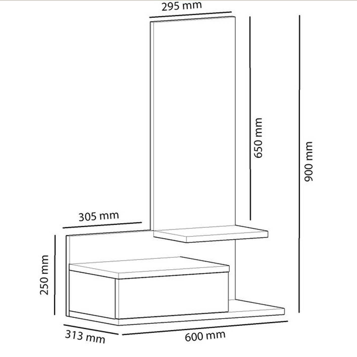 Arnetti Rozella Wall Mounted Mirror Dresser with Drawers, Sapphire Oak Anthracite (TT3-353)