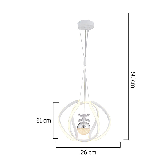 Leroy Single 3-Colored Led Chandelier, White Chrome  LQ3-3991