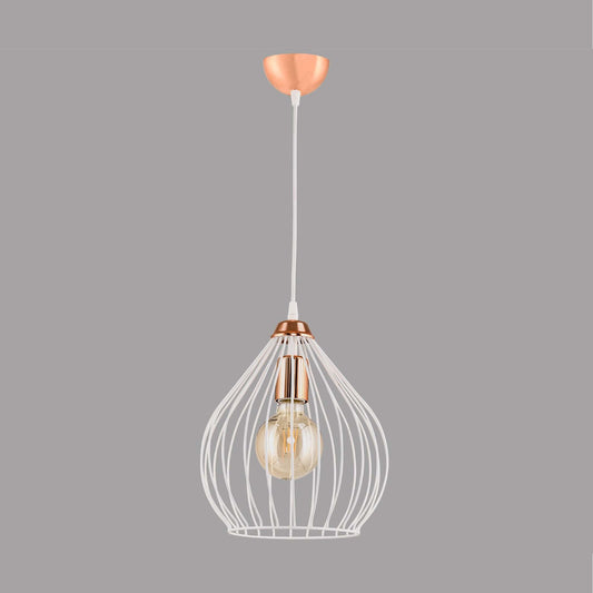 Single Pear Pendant Lamp White Gold DE6-132