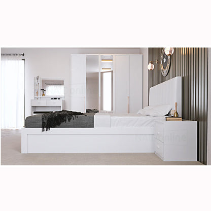 Queen Bedroom Set 4PC (with Storage Bed) Lacquer White