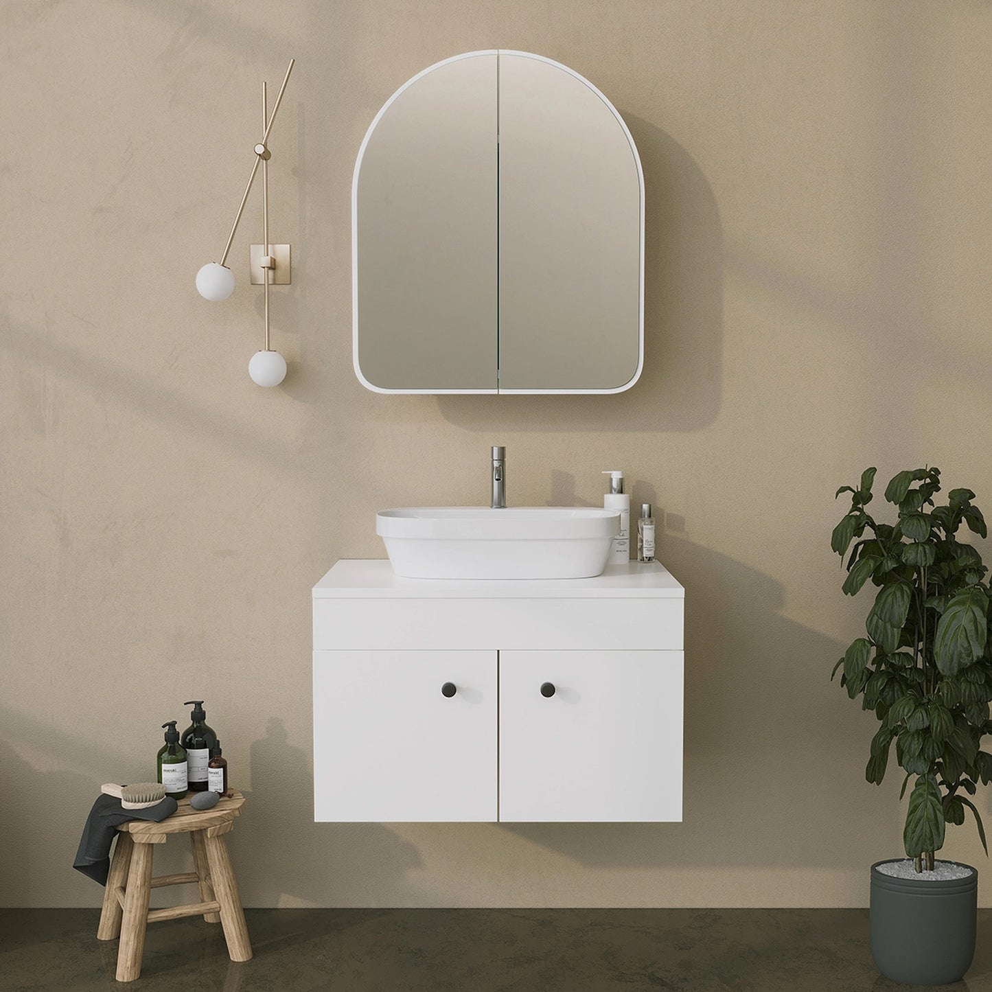 Hope Mirrored Bathroom Cabinet, White