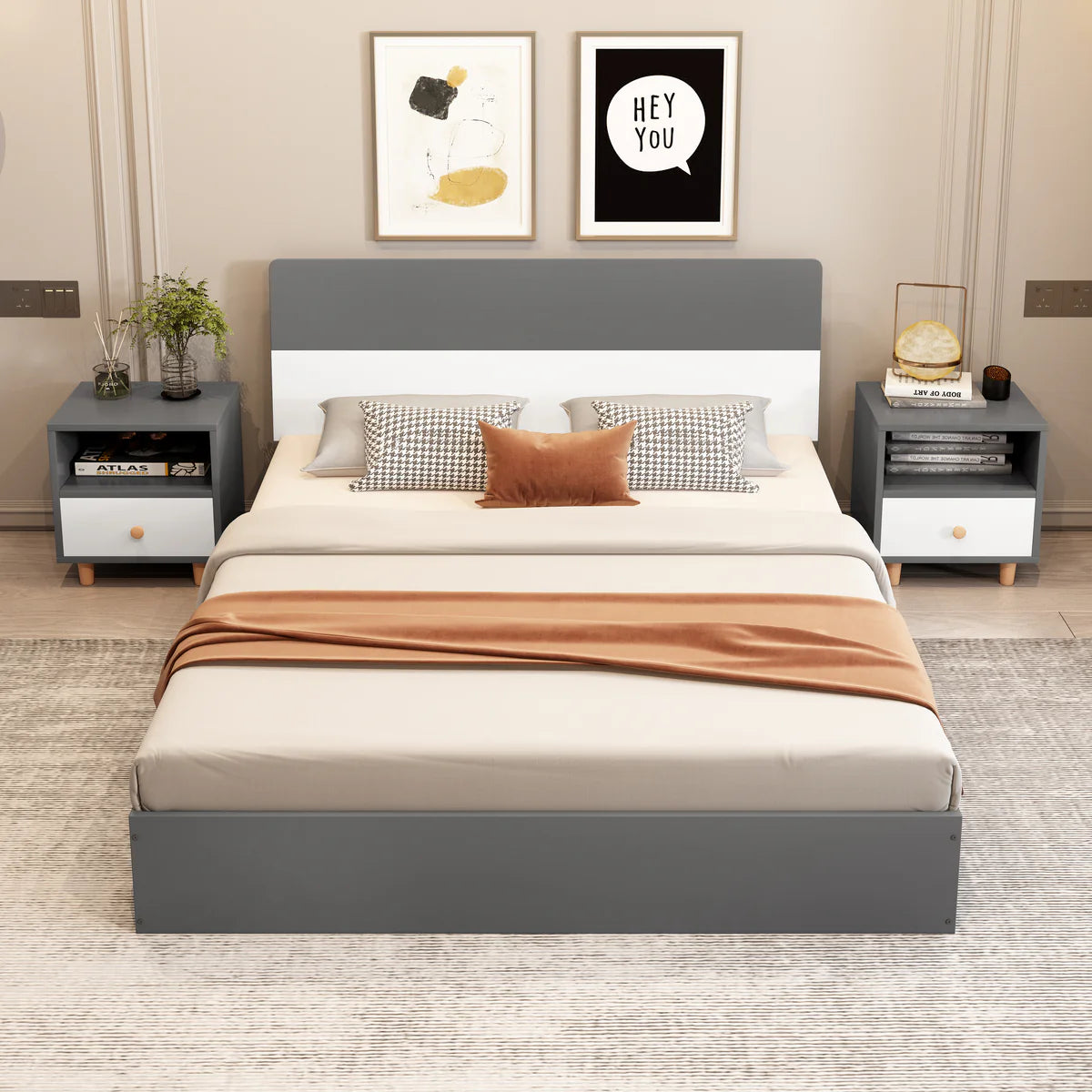KA01 Bed pure white queen (150*200*85)