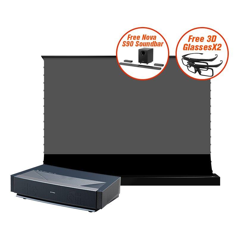 ULTIMEA Thor T60 Triple Laser Projector &VIVIDSTORM S PRO Electric Tension Floor Screen