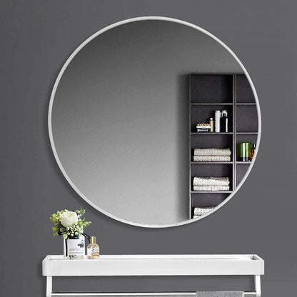 Round Bathroom Mirror -WH - 50 - Shelf