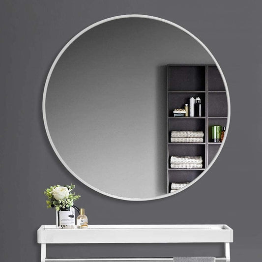 Round Bathroom Mirror -WH - 50 - Shelf
