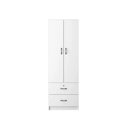 2 Door Wardrobe with 2 Drawer / White Colour (L60cm x W41cm x H179cm) - Thebrands
