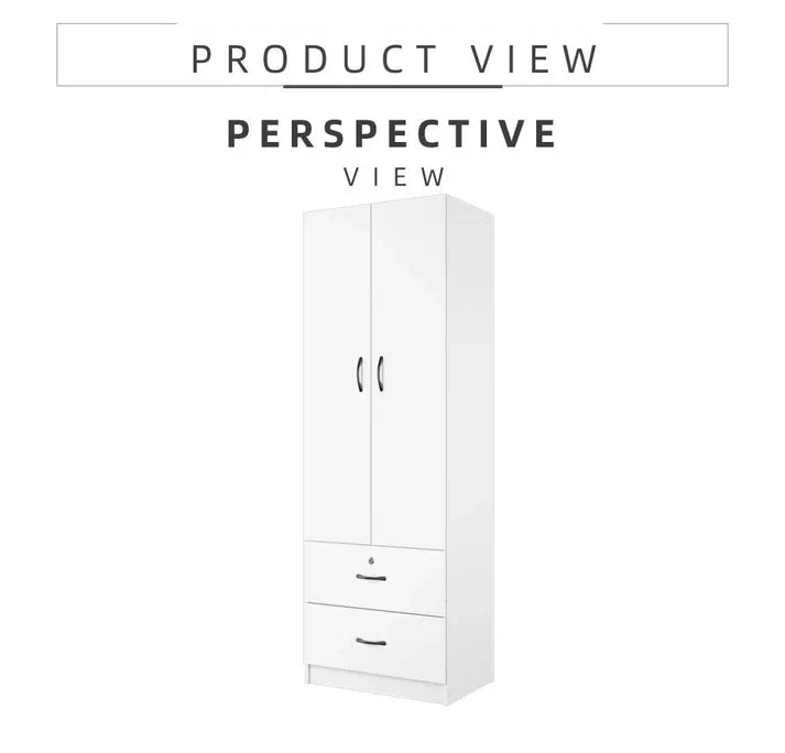 2 Door Wardrobe with 2 Drawer  / White Colour (L60cm x W41cm x H179cm)
