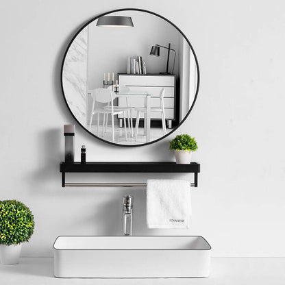 Round Bathroom Mirror -WH - 60 - Shelf
