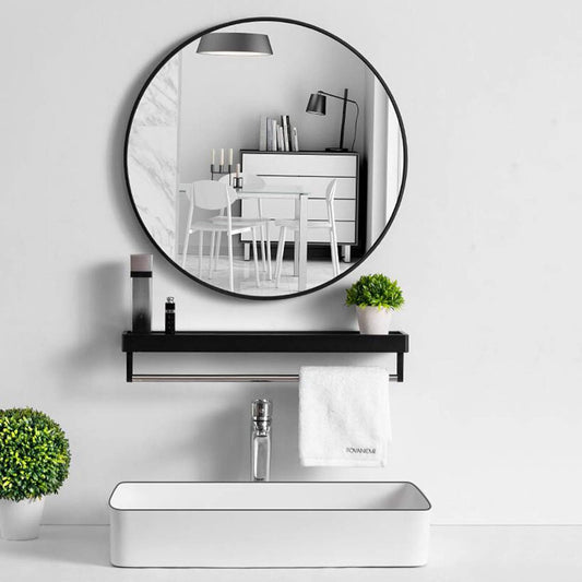 Round Bathroom Mirror -WH - 60 - Shelf