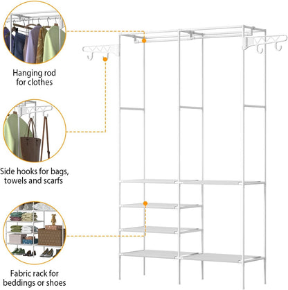 Clothes Hanging rack 2 Row - White
