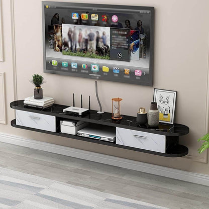 DSQ0426 WALL TV CABINET (BLACK WHITE	/ 150*20*18H) - Thebrands