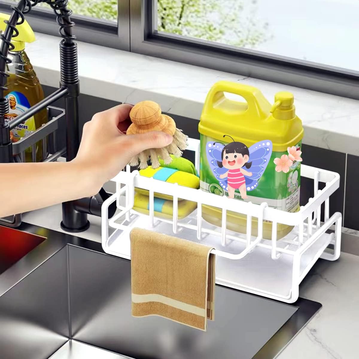 Sponge Holder Kitchen Organizer - White