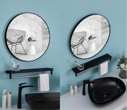 Round Bathroom Mirror -WH - 60 - Shelf