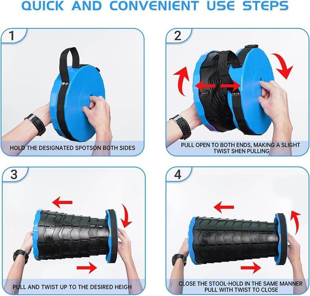 Foldable Telescopic Stool Multicolor (Blue) - Thebrands