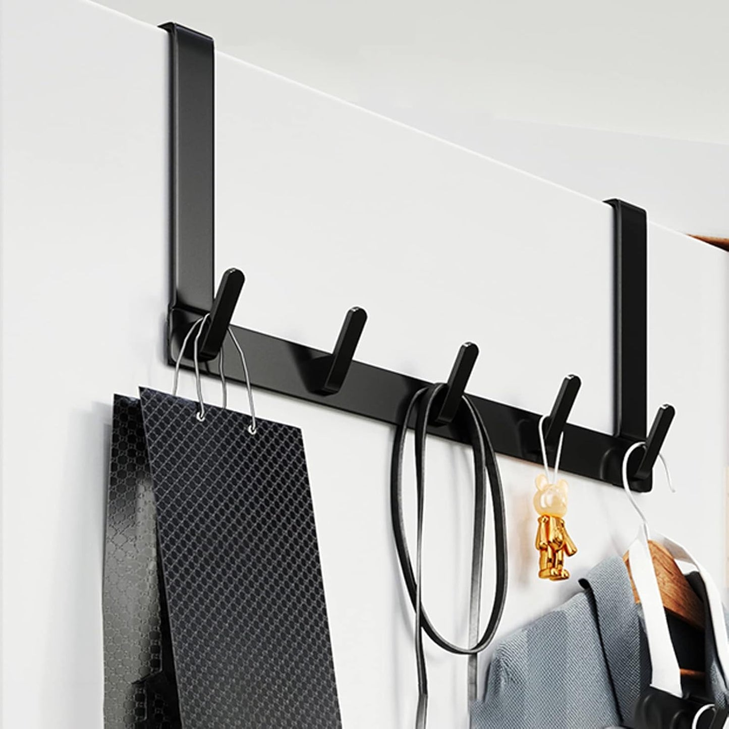 GCGJ Aluminum Door Rear Hook 5 Hooks - Black