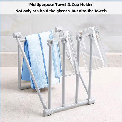 Foldable Vertical Rags Kitchen Towels Hanger - Blue
