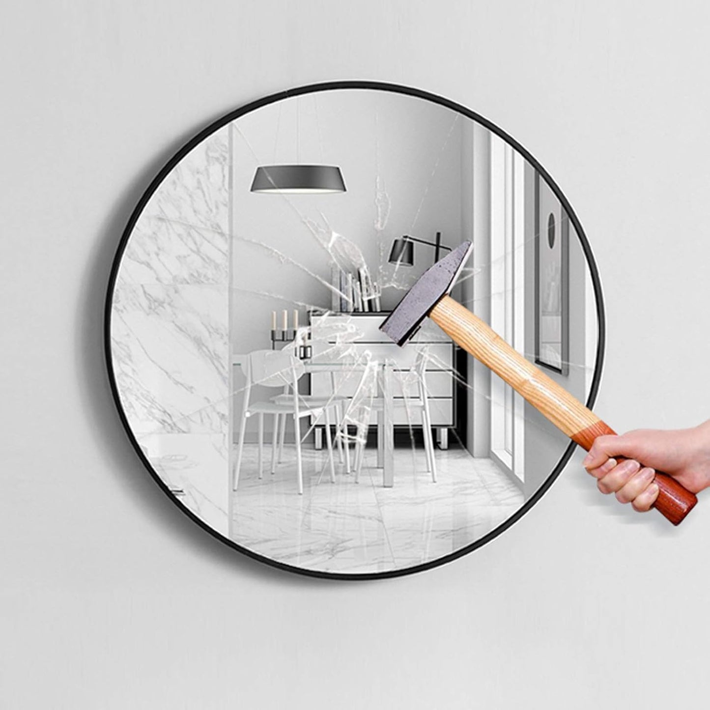 Round Bathroom Mirror -WH - 60 - Shelf