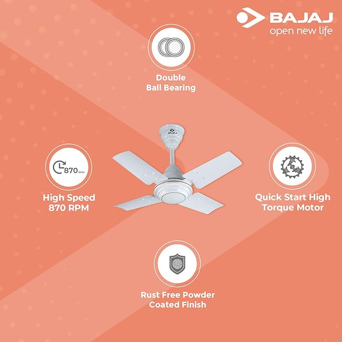 BAJAJ  WHITE CEILING FAN 600MM MAXIMA 24''