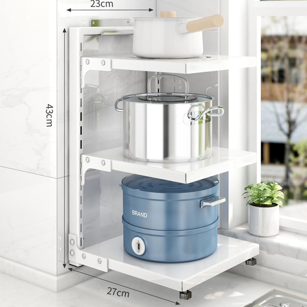 Pot Rack 2-4 Tiers 3 L - White