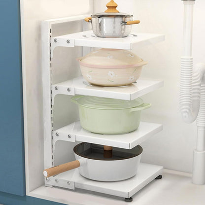 Pot Rack 2-4 Tiers  SS Adjustable - 4 Layers White