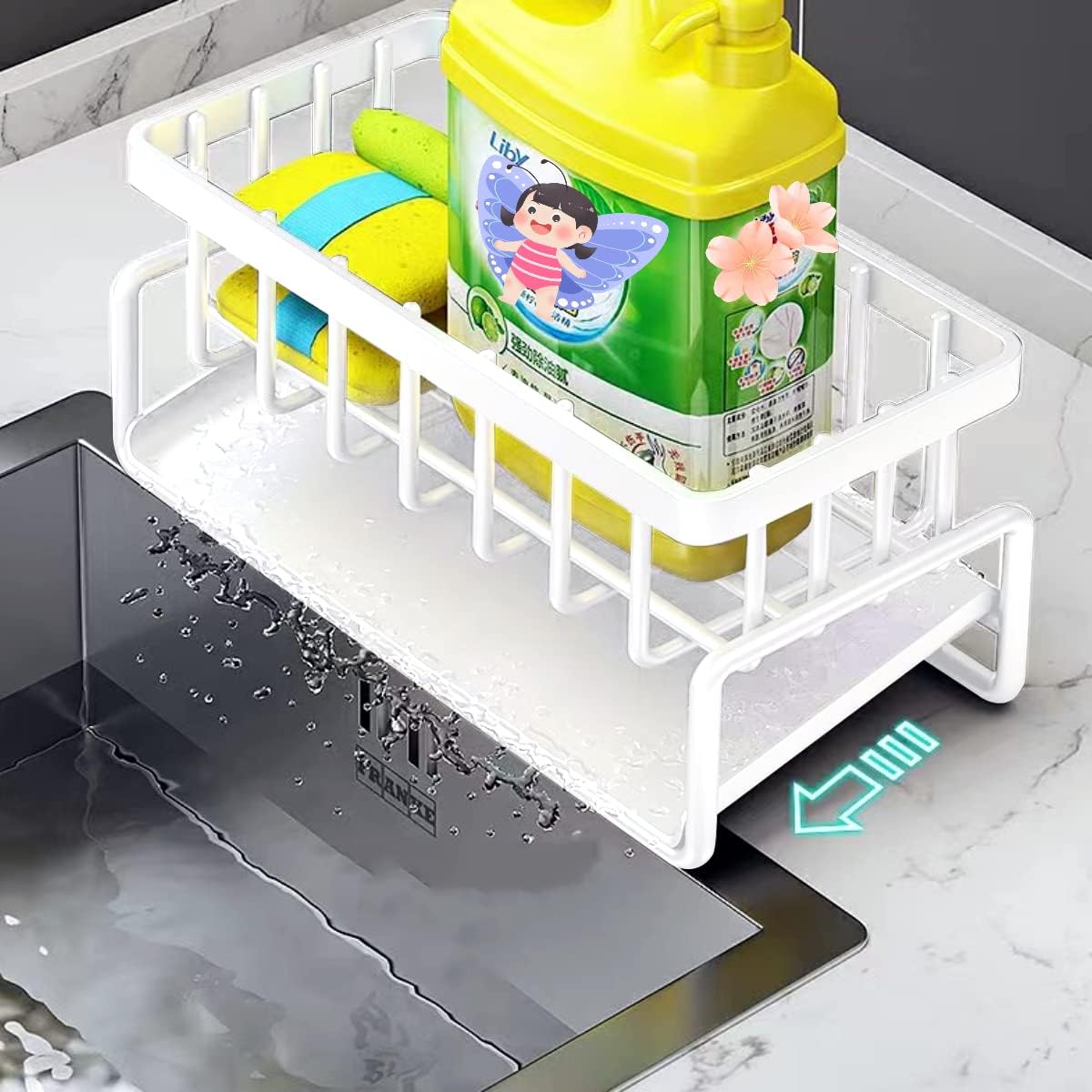 Sponge Holder Kitchen Organizer - White