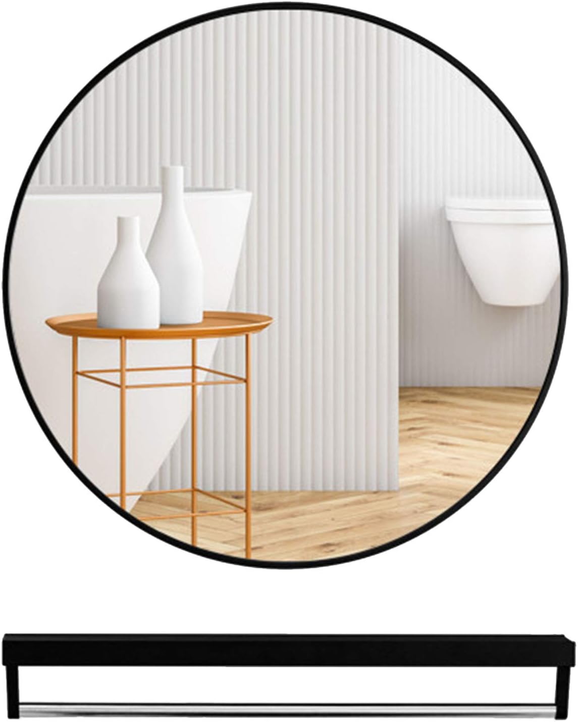 Round Bathroom Mirror -WH - 60 - Shelf