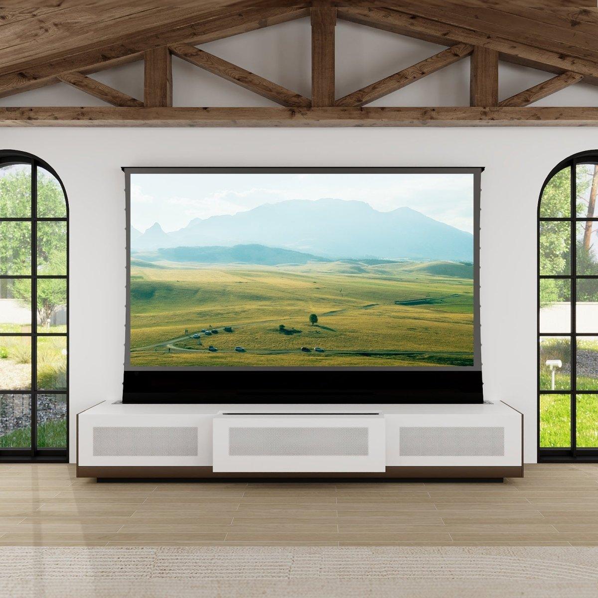 VIVIDSTORM Bundle - Projector & Screen & Motorised Laser TV Cabinet For LG Cine Beam HU Series