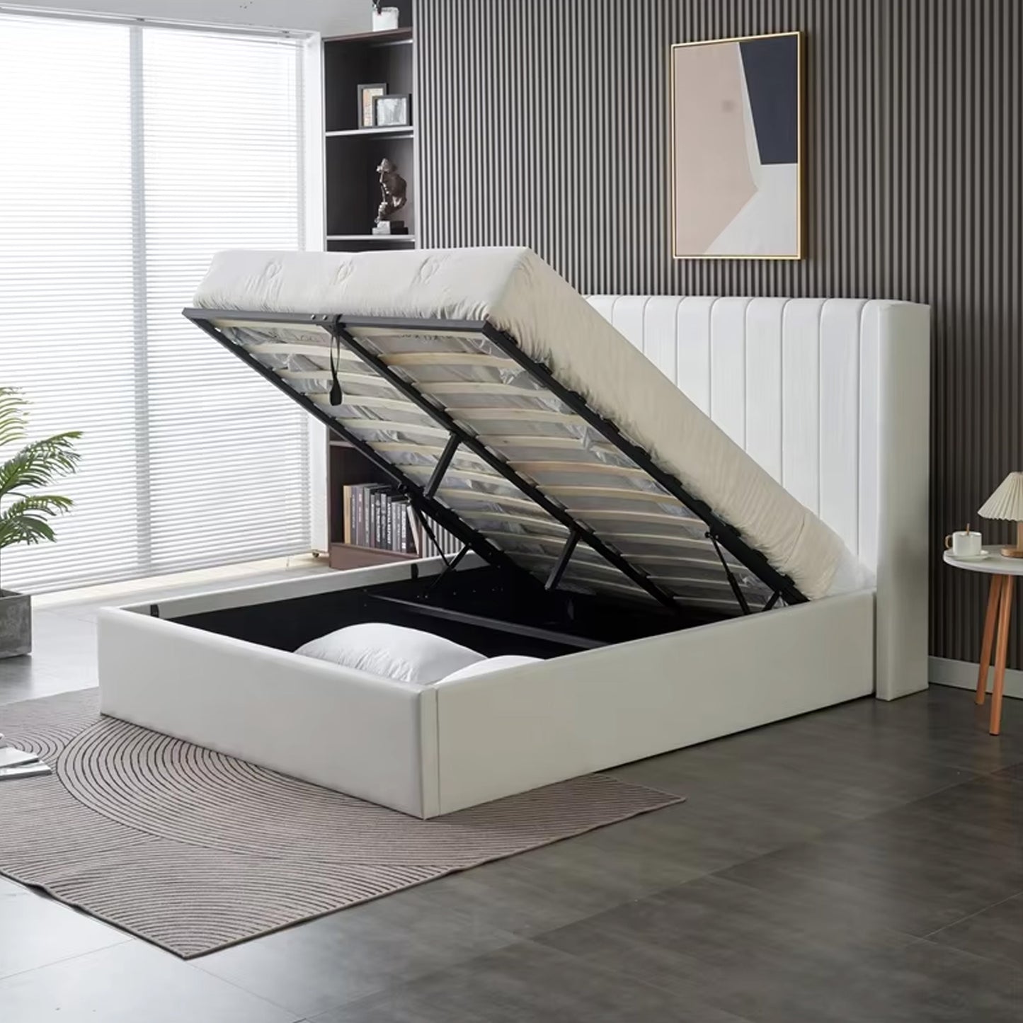 Queen Size leather Storage Bed- White (152*190)