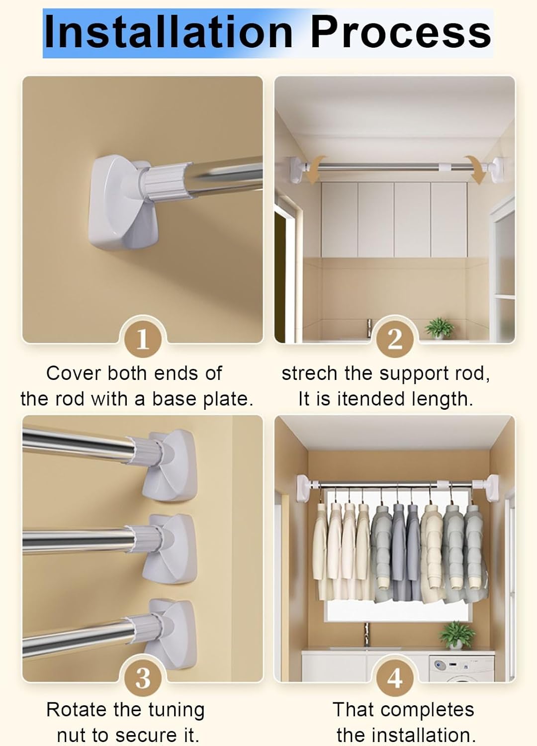 Adjustable Curtain Rod 100-200Cm